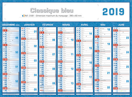 Calendrier bancaire 2011, Classique Couleurs Rembordage